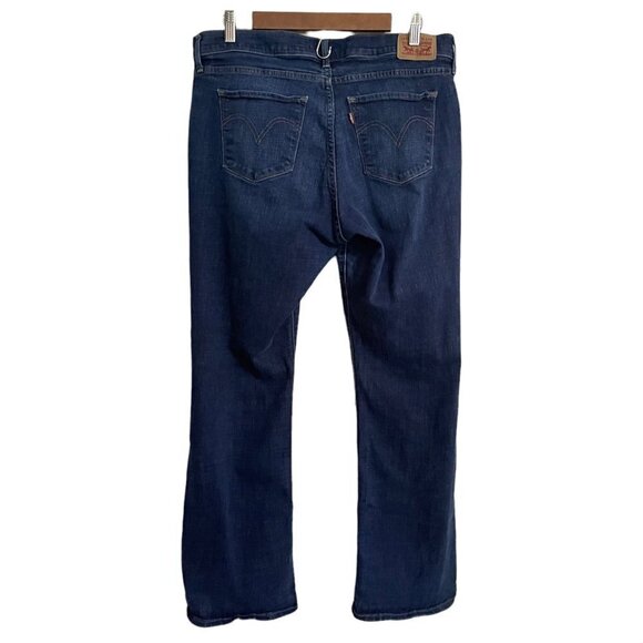 Levi's Womens Dark Wash Whiskered Stretch Mid Rise Curvy Bootcut Jeans Size 33 - Picture 8 of 8